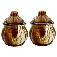 FARKRAFT Ceramic Jar Container Round Shape Jar with Lid 250 ml Set of 2-thumb1