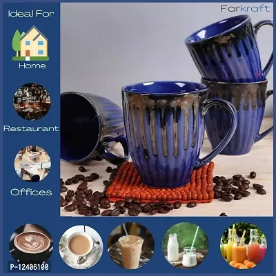 FARKRAFT Ceramic Mugs to Gift to Best Friend Tea Mugs Coffee Mugs Microwave Safe Coffee Mugs Ceramic Tea Cups (300 ml , Blue/Copper) 2-thumb5