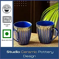 FARKRAFT Ceramic Mugs to Gift to Best Friend Tea Mugs Coffee Mugs Microwave Safe Coffee Mugs Ceramic Tea Cups (300 ml , Blue/Copper) 2-thumb3