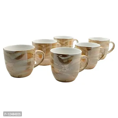 FnP CL FnP Ceramic Golden Brown Gloss Finish Tea And Coffee Cups (Set Of 6), 150 ml-thumb5