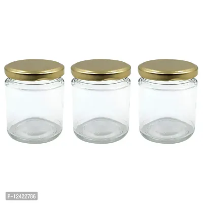 FARKRAFT Round Glass Jar/ Container with Golden Metal Cap Rust Proof Air Tight Lid for Kitchen Storage, Spice, Jam, Honey & Decoration Craft Work- 190ml, Pack of 6 Pcs-thumb5