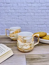 Farkraft Ceramic Tea and Coffee Cup - 6 Pieces, Glossy Golden, 150 ml-thumb1