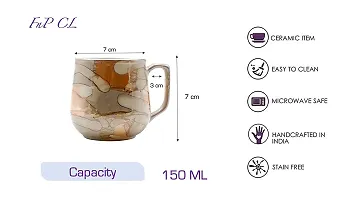 Farkraft Ceramic Tea and Coffee Cup - 6 Pieces, Glossy Golden, 150 ml-thumb2