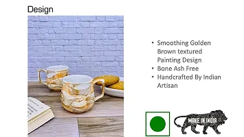 Farkraft Ceramic Tea and Coffee Cup - 6 Pieces, Glossy Golden, 150 ml-thumb4