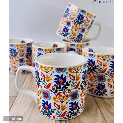 FARKRAFT Floral Tea Cup | Ceramic Mug to Gift to Best Friend Tea Mugs Coffee Mugs Microwave Safe Coffee Mugs (Set of 6