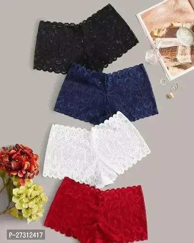 Beautiful Multicoloured Cotton Blend Panty Set Solid For Woman-Pack Of 4