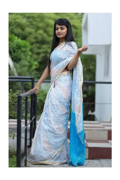 Trendy Cotton Printed Sarees With Blouse Piece