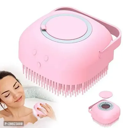 Silicone Bath Scrubber Gel Dispenser Massage Brush(Pink)-thumb0