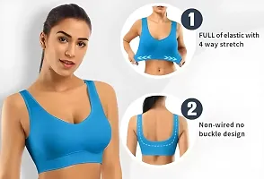 Women Cotton blend Non Padded Non  Wired Air Sports Bra  Pack of 3-thumb3