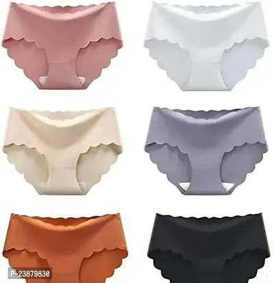 Stylish Multicoloured Silk Solid Briefs For Women Pack Of 6-thumb0