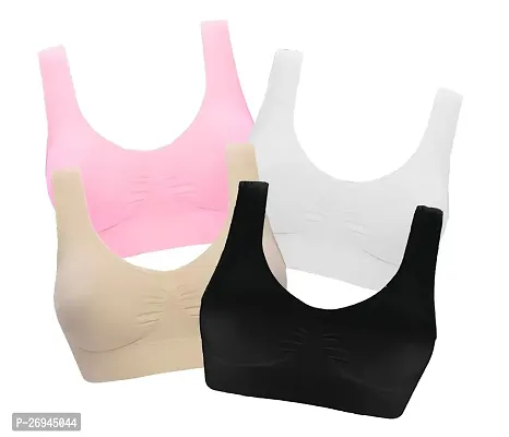 Womens Cotton blend Non  Padded Non  Wired Air Sports Bra-thumb0