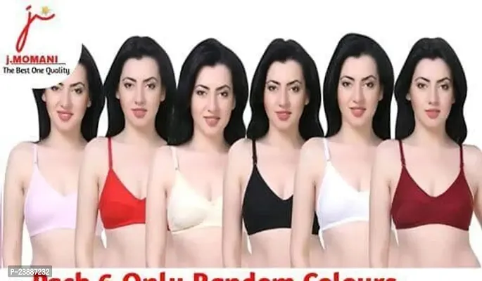 Stylish Multicoloured Cotton Solid Bras For Women Pack Of 6