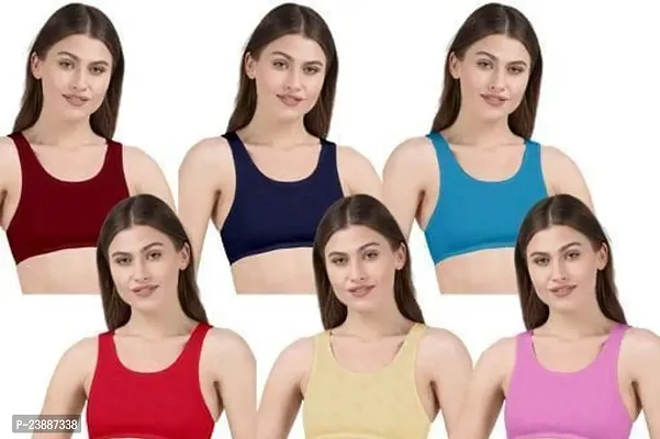 Stylish Multicoloured Cotton Silk Solid Bras For Women Pack Of 6