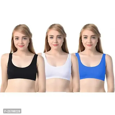 Stylis cotton Air sports bra seamless for womens pack of 3 multicolor-thumb0