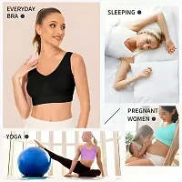 Women  s Stretch Cotton Sports Non Padded Wire Free Air Bra-thumb4
