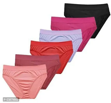 Stylish Multicoloured Cotton Solid Briefs For Women Pack Of 6-thumb0