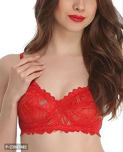 Stylish Red Net Solid Bras For Women-thumb0