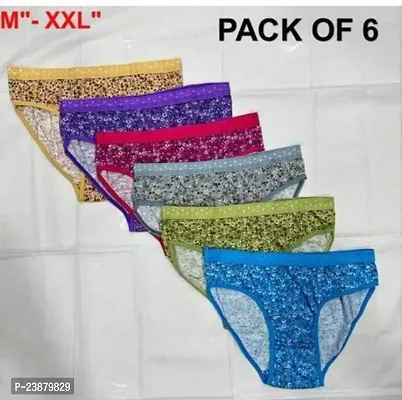 Stylish Multicoloured Cotton Printed Briefs For Women Pack Of 6-thumb0