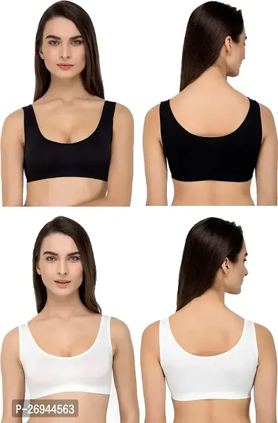 Cotton Full Coverage Non Padded Wire Free Air Sports Bra for Women   Girls  Pack of 3