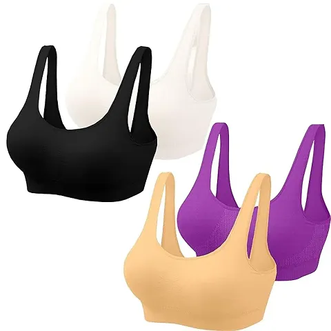 Air Sports Seamless Bra T Shirt Bra Combo Pack of 3 Pcs for Women Girls Non Padded Without Wire