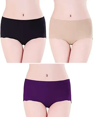 Stylish Silk Solid Briefs For Women Pack Of 3