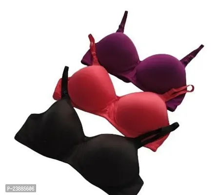 Stylish Multicoloured Cotton Solid Bras For Women Pack Of 3-thumb0