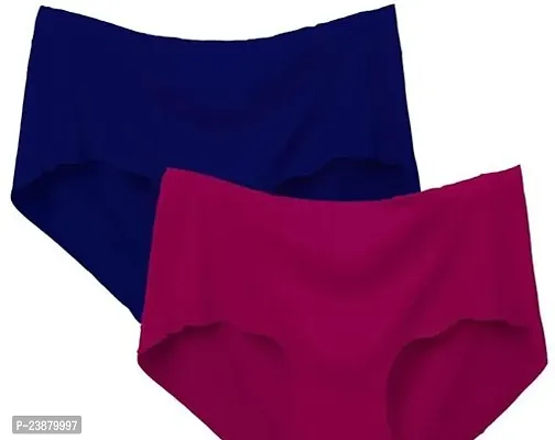 Stylish Multicoloured Silk Solid Briefs For Women Pack Of 2