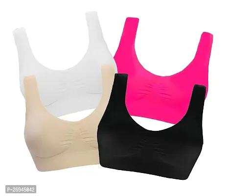 Womens Cotton blend Non  Padded Non  Wired Air Sports Bra-thumb0