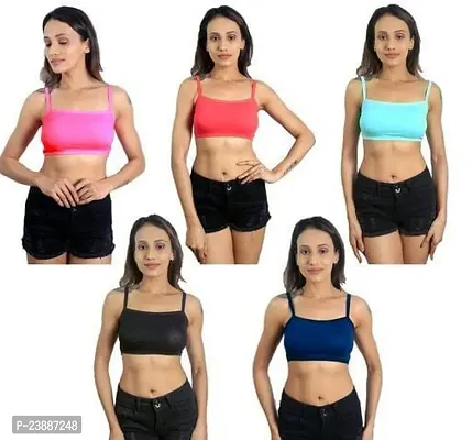 Stylish Multicoloured Cotton Silk Solid Bras For Women Pack Of 6