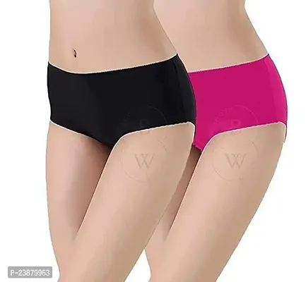 Stylish Multicoloured Silk Solid Briefs For Women Pack Of 2