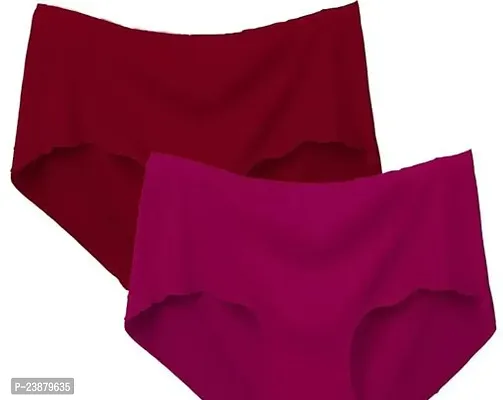 Stylish Multicoloured Silk Solid Briefs For Women Pack Of 2-thumb0