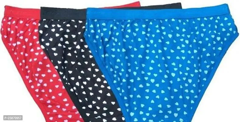 Stylish Multicoloured Cotton Printed Briefs For Women Pack Of 3