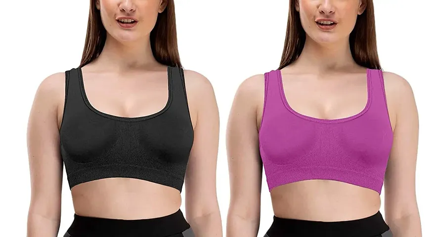 Pipal Women Everyday Sports Air Bra Non-Padded, Non-Wired Molded Sport Bra (Combo Pack of 2)