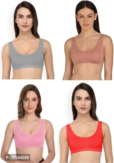 Air Sports Bra Suitable for Gym Running Swimming Night wear fits Size and Used as Innerwear for Girls and Women-thumb0