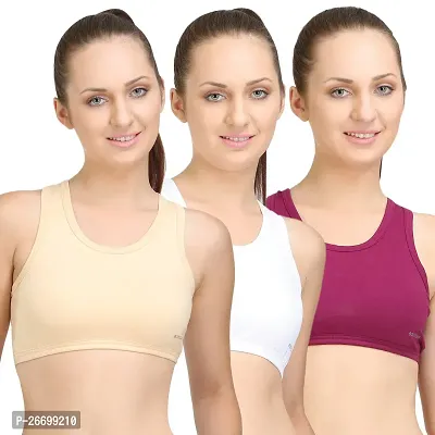 Stylis cotton Air sports bra seamless for womens pack of 3 multicolor