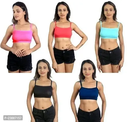 Stylish Multicoloured Cotton Silk Solid Bras For Women Pack Of 5-thumb0