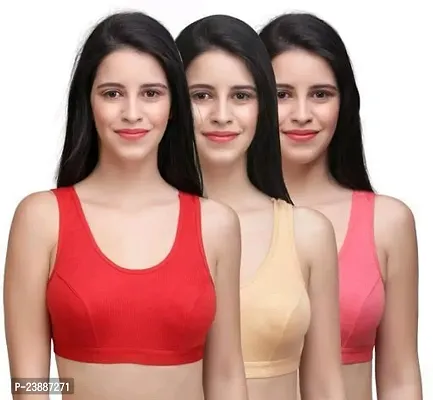  Comfy Viscose Spandex Bras Pack Of 3 / Ladies Solid