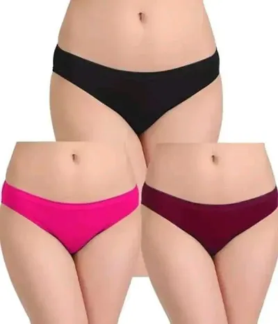 Stylish Solid Briefs For Women Pack Of 3