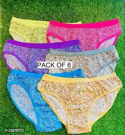 Stylish Multicoloured Cotton Printed Briefs For Women Pack Of 6