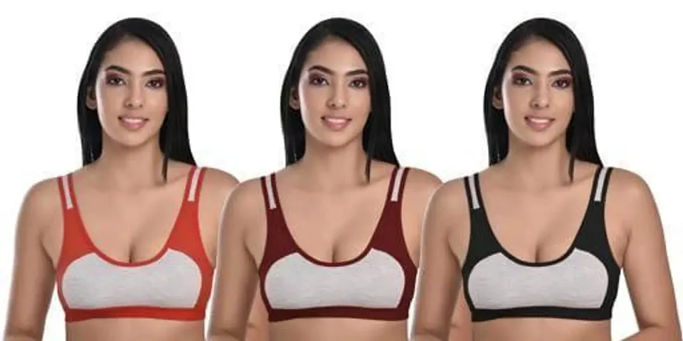 Body Liv Wireless Non Padded Slip on Sports Bra (Pack of 3)