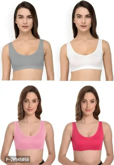 Womens Cotton blend Non  Padded Non  Wired Air Sports Bra