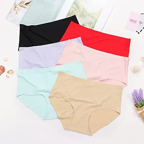 LIECRY ART Pritty Touch Women Panties Seamless Panties Silk Mid Waist Underwear for Female Girls Pack Of