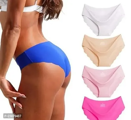 Stylish Multicoloured Silk Solid Briefs For Women Pack Of 4