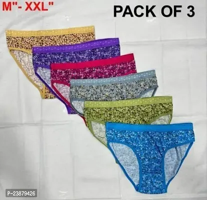 Stylish Multicoloured Cotton Printed Briefs For Women Pack Of 6