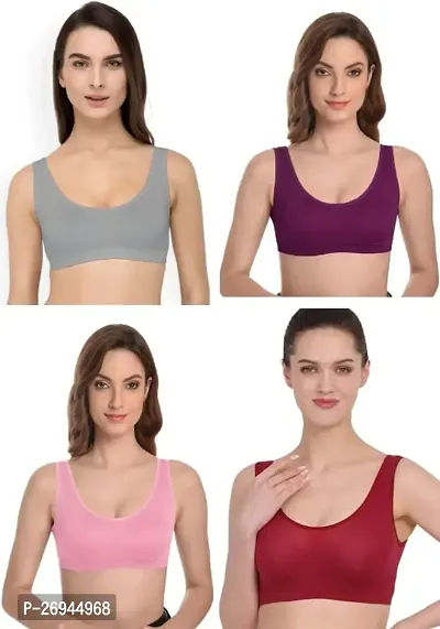 Fashion is my style Presents Air Bra for Women Sports Bra Cotton Bra Full Coverage Non  Padded Multicolor See Main Image to Check How Many Bra You Will Get