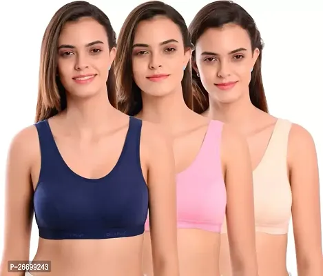 Stylis cotton Air sports bra seamless for womens pack of 3 multicolor-thumb0