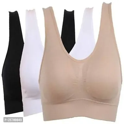 Stylis cotton Air sports bra seamless for womens pack of 3 multicolor