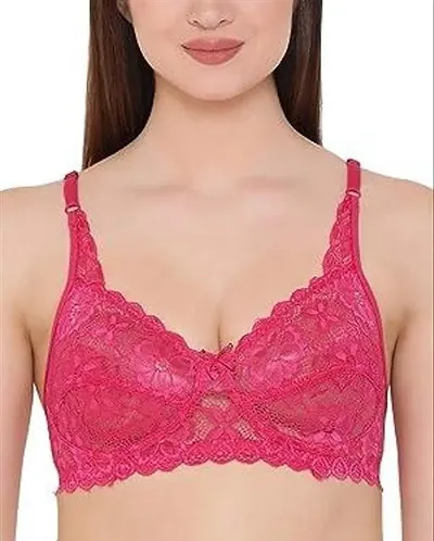 Clovia Women's Lace Non-Padded Wirefree Bra in Hot Pink (BR0224P14_Pink_38B)