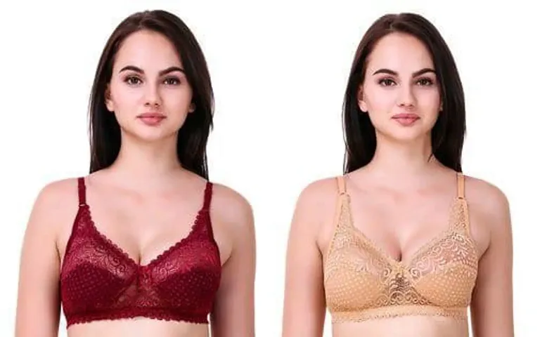 Stylish Net Solid Bras For Women Pack Of 2