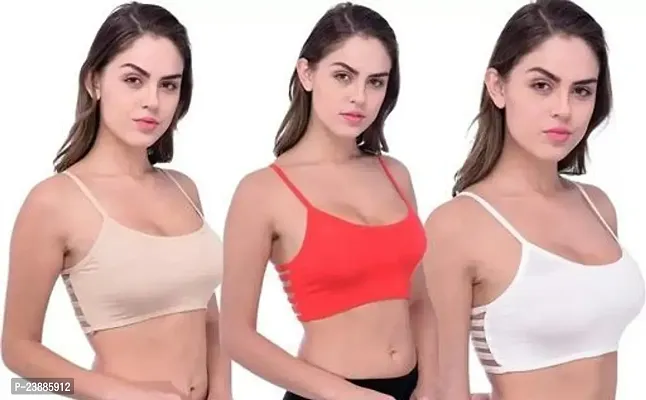 Stylish Multicoloured Cotton Silk Solid Bras For Women Pack Of 3